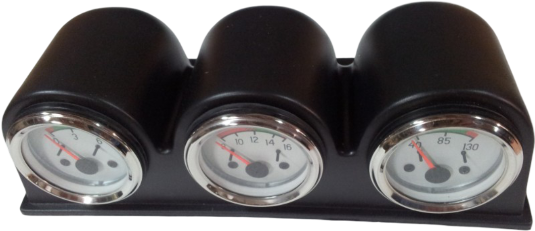 Manometer, Thermometer und Voltmeter mit Ständer.