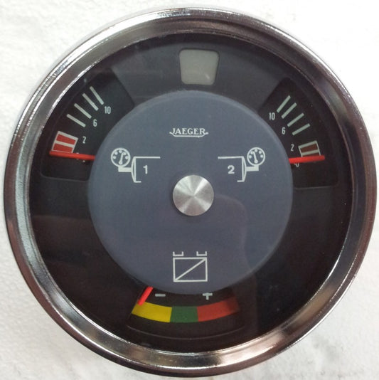 Dual pressure gauge and ammeter