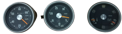 Speedometer, tachometer, and thermometer with ammeter. Pegaso