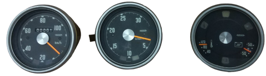 Speedometer, tachometer, and thermometer with ammeter. Pegaso