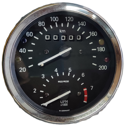 Restaurierter originaler BMW R50/5 Tachometer, Kilometerzähler und Drehzahlmesser