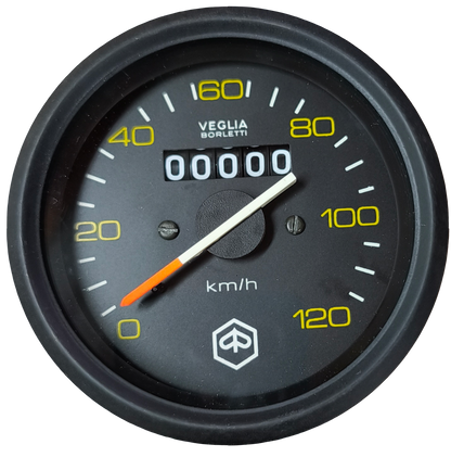 Tachometer/Kilometerzähler. Vespa P125x, P150x, P200e, NV, original Veglia restauriert