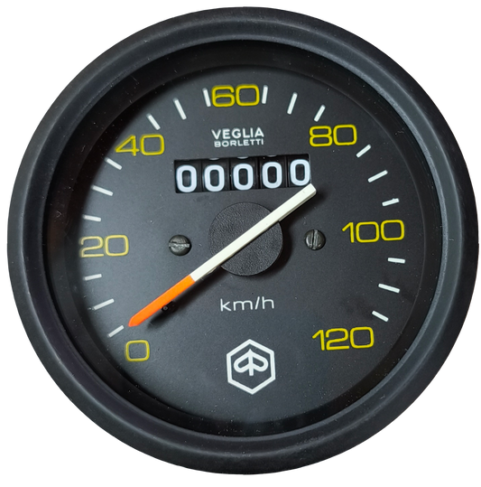 Tachometer/Kilometerzähler. Vespa P125x, P150x, P200e, NV, original Veglia restauriert