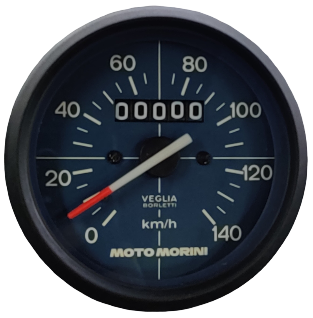 Geschwindigkeitsmesser/Kilometerzähler. Morini 125 Motorrad