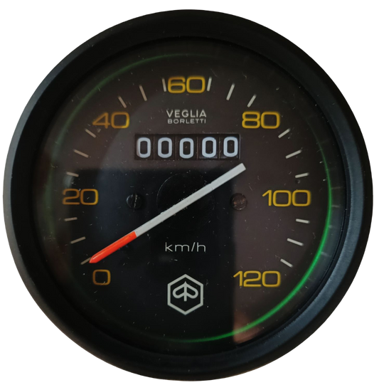 Tachometer/Kilometerzähler. Vespa P125x, P150x, P200e, NV, original Veglia restauriert